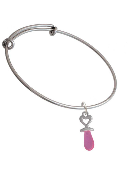 3-D Pink Baby Pacifier Charm Bangle Bracelet