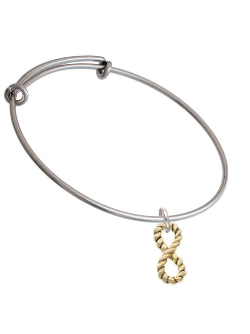 Gold Tone Infinity Rope Charm Bangle Bracelet