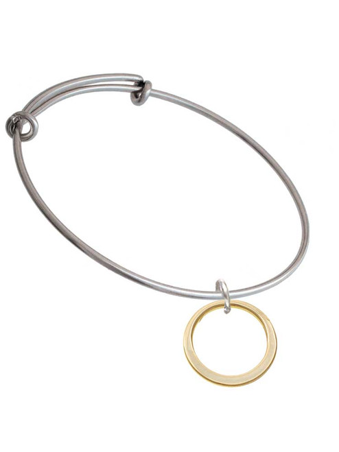 Large Gold Tone Karma Ring Charm Bangle Bracelet