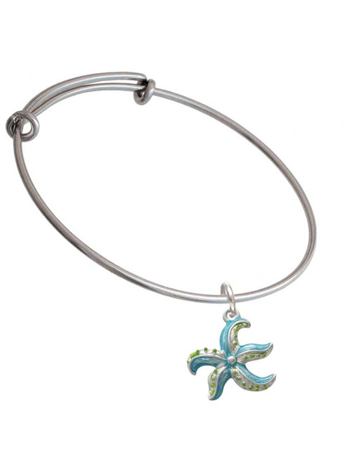 Hot Blue Starfish - Charm Bangle Bracelet