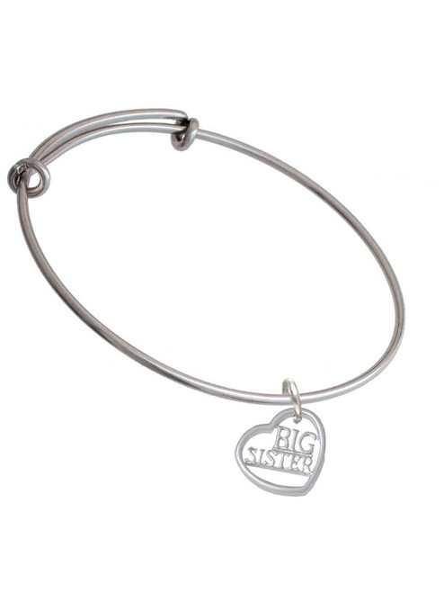 Big Sister in Open Heart - 5/8'' Charm Bangle Bracelet