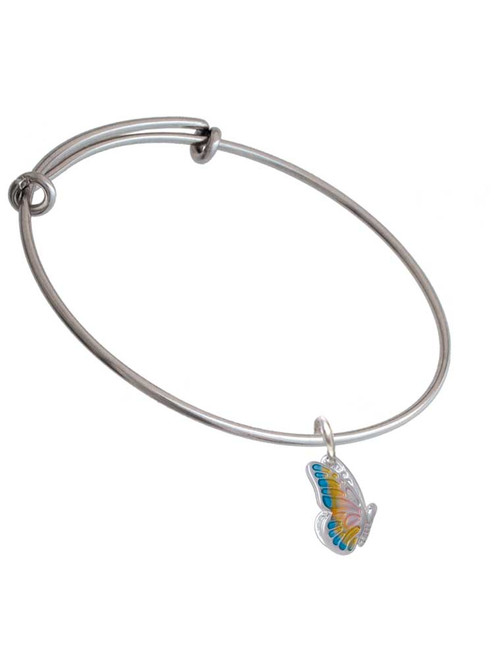Translucent Pastel Flying Butterfly Charm Bangle Bracelet