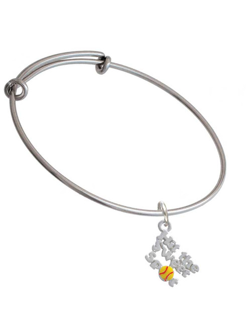 Hit the Sweet Spot with Yellow Softball Charm Bangle Bracelet