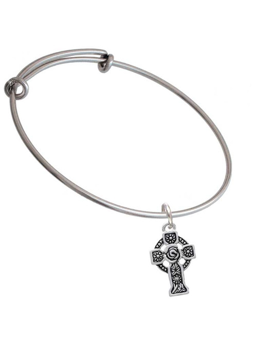 Large Celtic Cross Charm Bangle Bracelet