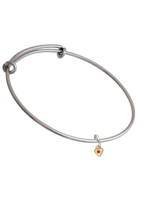 Mini July - Red Crystal Gold Tone Heart Charm Bangle Bracelet