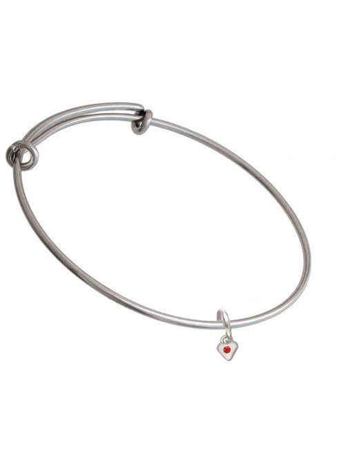Mini July - Red Crystal Heart Charm Bangle Bracelet