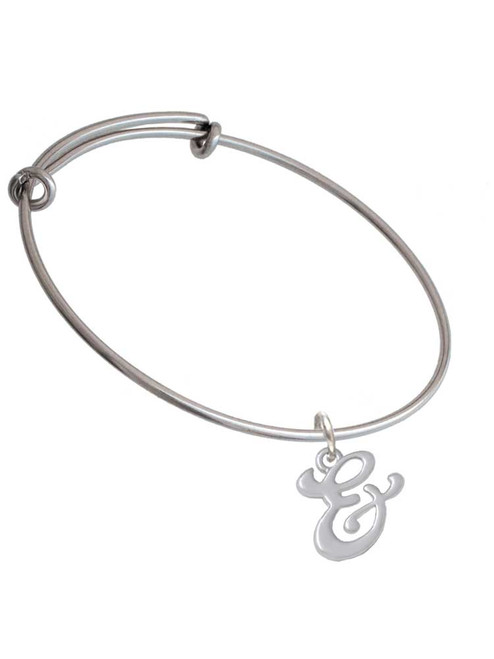 Small Gelato Script Initial - & - Charm Bangle Bracelet