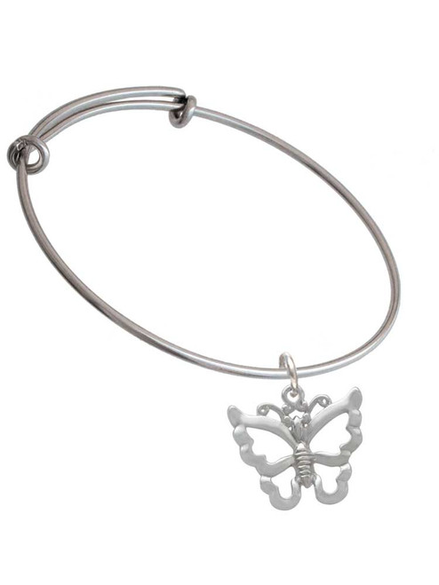 Large Open Butterfly Charm Bangle Bracelet