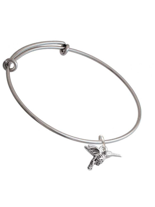 Small 3-D Hummingbird Charm Bangle Bracelet