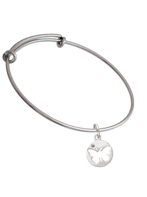 Butterfly Silhouette Charm Bangle Bracelet