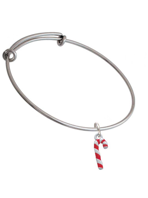 3-D Red and Candy Cane Charm Bangle Bracelet