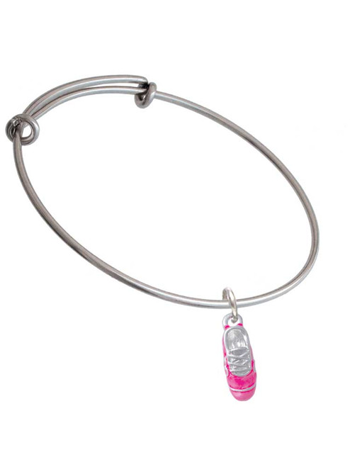 3-D Hot Pink Running Shoe Charm Bangle Bracelet