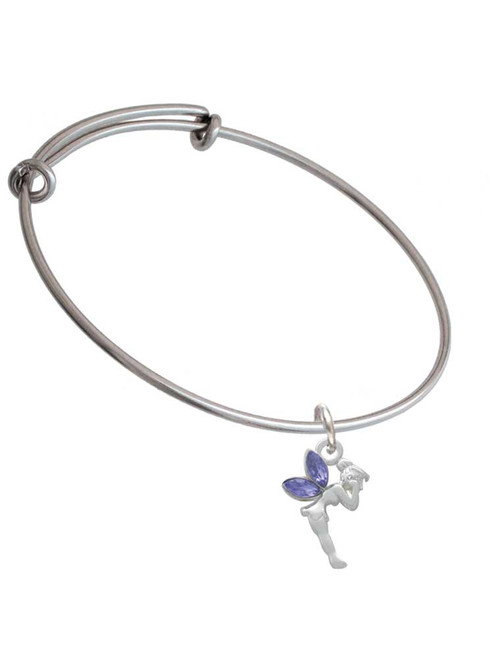 Small Fairy with Purple Wings Charm Bangle Bracelet
