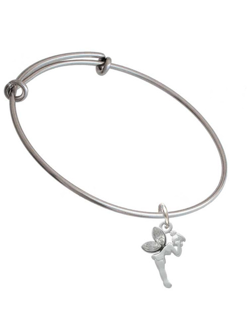 Small Fairy with Clear Wings Charm Bangle Bracelet