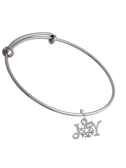 Joy with Snowflake Charm Bangle Bracelet