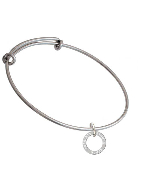 Strong Brave Fearless Infinity Ring Charm Bangle Bracelet