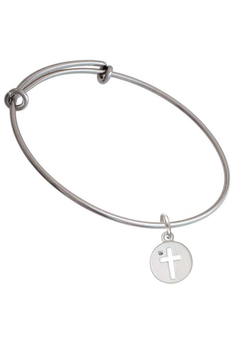 Cross Silhouette Charm Bangle Bracelet