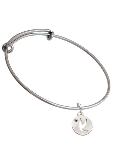 Dove Disc Charm Bangle Bracelet