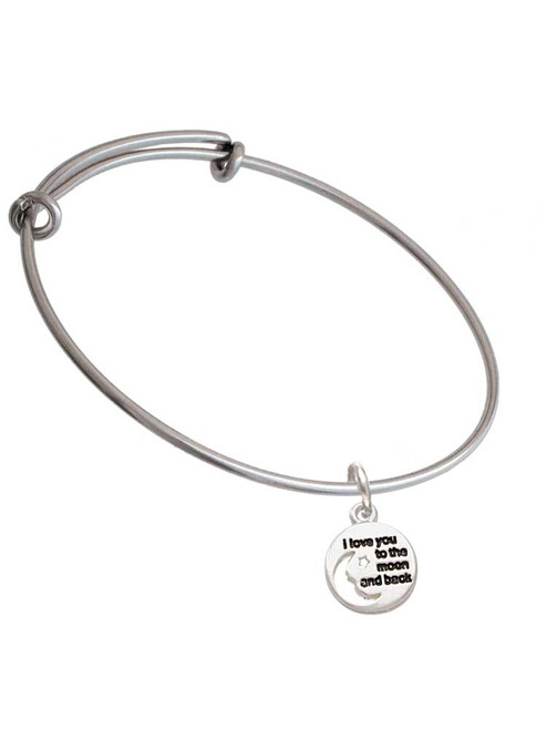 Small I Love You to the Moon Charm Bangle Bracelet