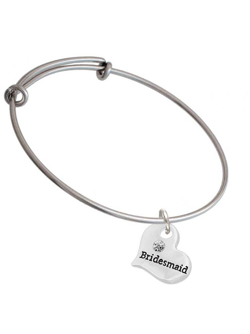Large Bridesmaid Heart Charm Bangle Bracelet