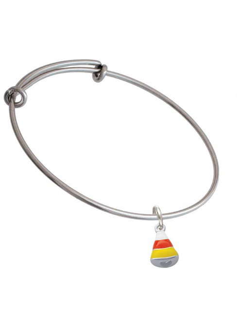 Small 3-D Enamel Candy Corn Charm Bangle Bracelet