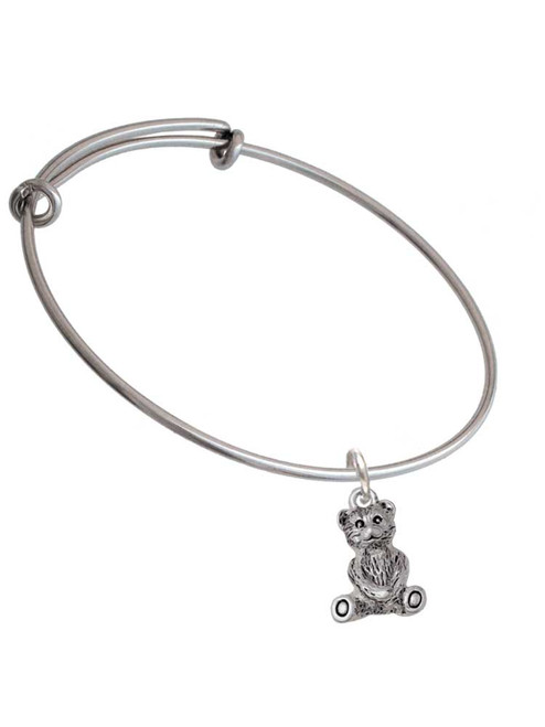 Antiqued Teddy Bear Charm Bangle Bracelet