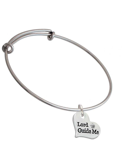 Large Lord Guide Me Heart Charm Bangle Bracelet