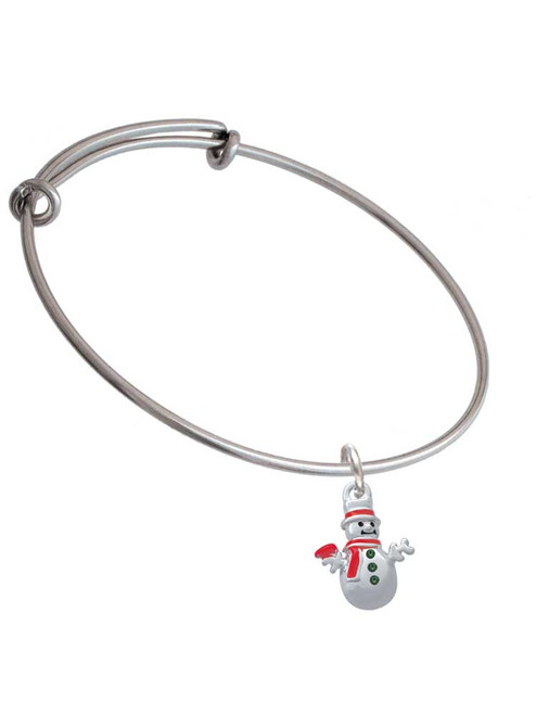 Snowman with Red Scarf and Green Buttons Charm Bangle Bracelet