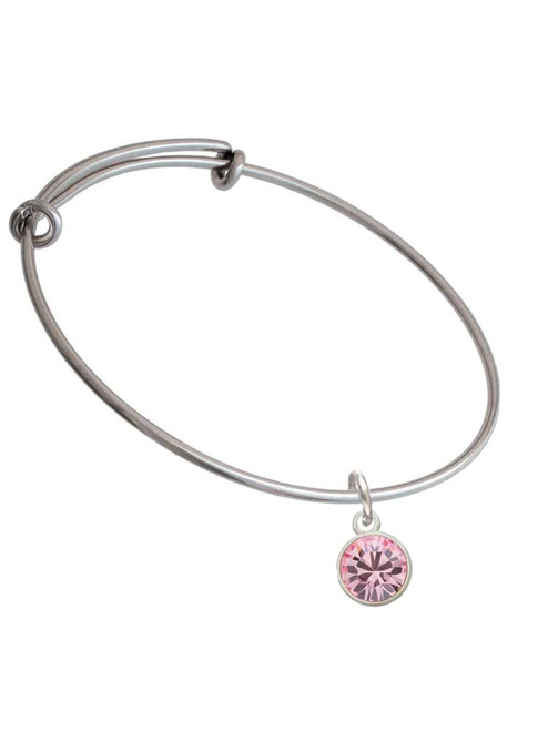 10mm Light Pink Oktant Crystal Drop Charm Bangle Bracelet