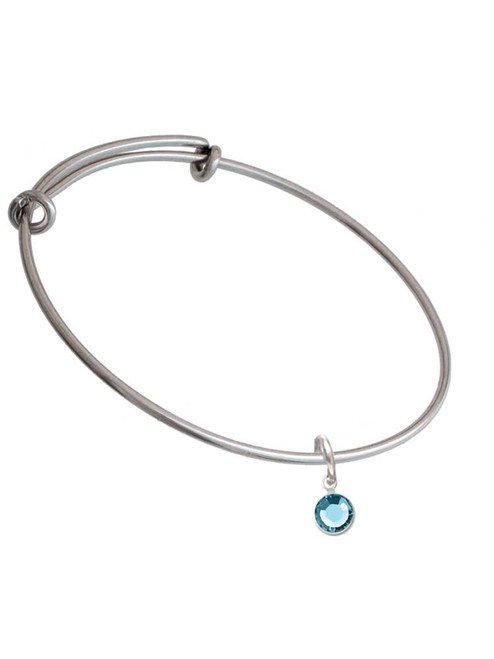 Crystal Hot Blue Channel Drop Charm Bangle Bracelet