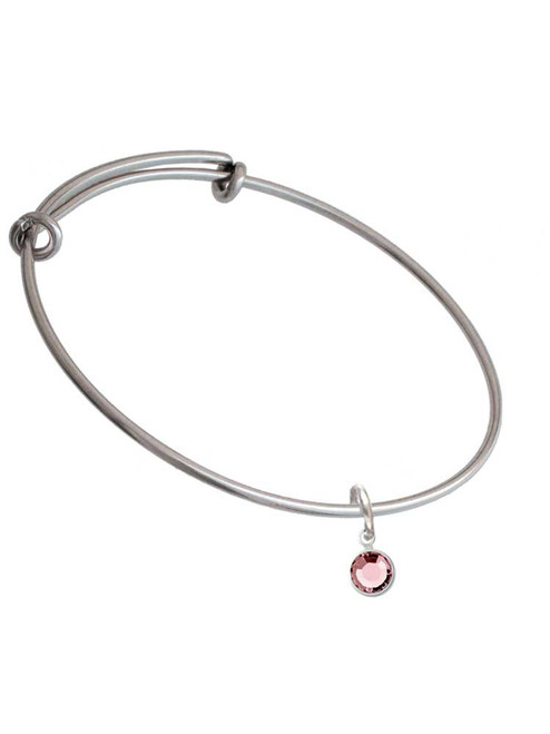 Crystal Light Pink Channel Drop Charm Bangle Bracelet