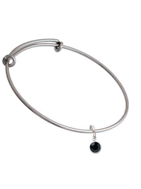 Crystal Black Channel Drop Charm Bangle Bracelet