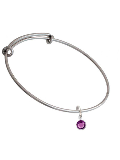 Crystal Purple Channel Drop Charm Bangle Bracelet
