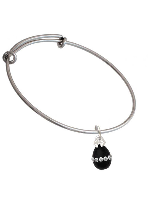 Black Easter Egg with Clear Crystal Band Charm Bangle Bracelet