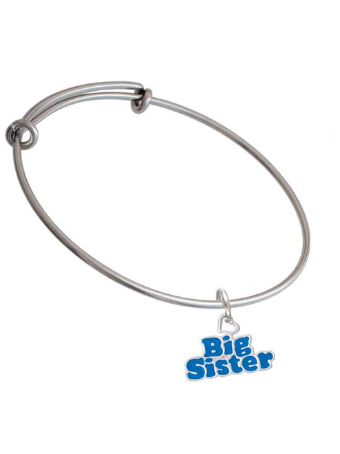 Royal Blue ''Big Sister'' with Heart Charm Bangle Bracelet