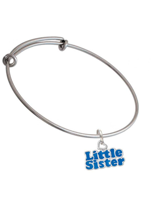 Royal Blue ''Little Sister'' with Heart Charm Bangle Bracelet