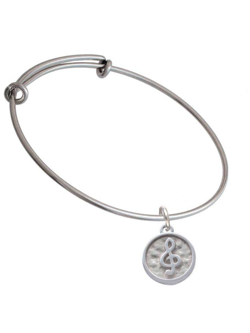 Music Clef - Round Seal Charm Bangle Bracelet