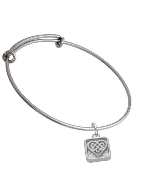 Celtic Knot Heart - Square Seal Charm Bangle Bracelet