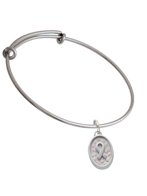 Awareness Ribbon - Oval Seal Charm Bangle Bracelet