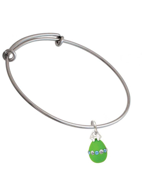 Lime Green Easter Egg with Color Crystal Band Charm Bangle Bracelet