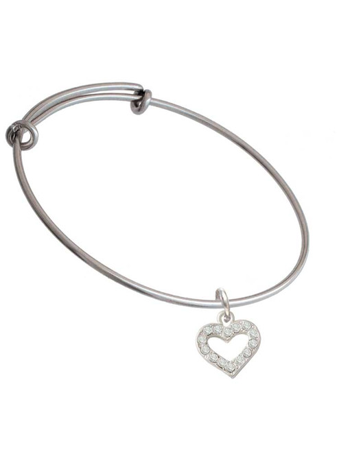 Crystal Open Heart Charm Bangle Bracelet