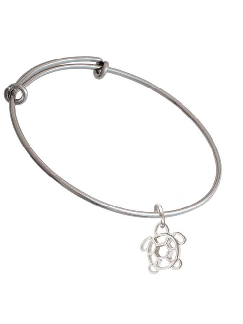 Cutout Sea Turtle Charm Bangle Bracelet