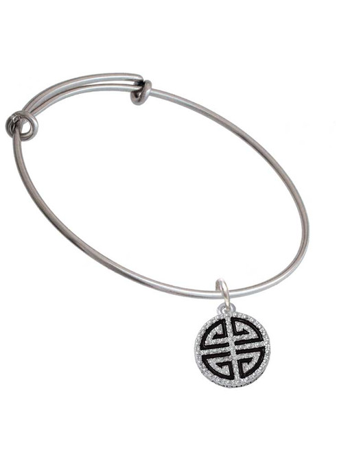 Black Chinese Blessing Charm Bangle Bracelet