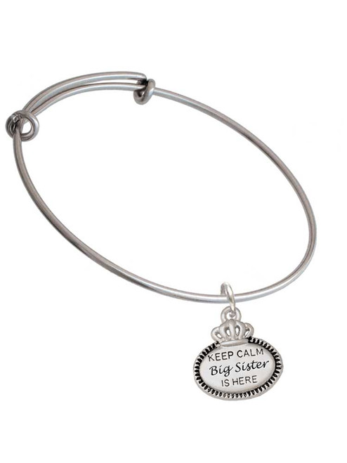 Keep Calm Big Sister is Here Charm Bangle Bracelet