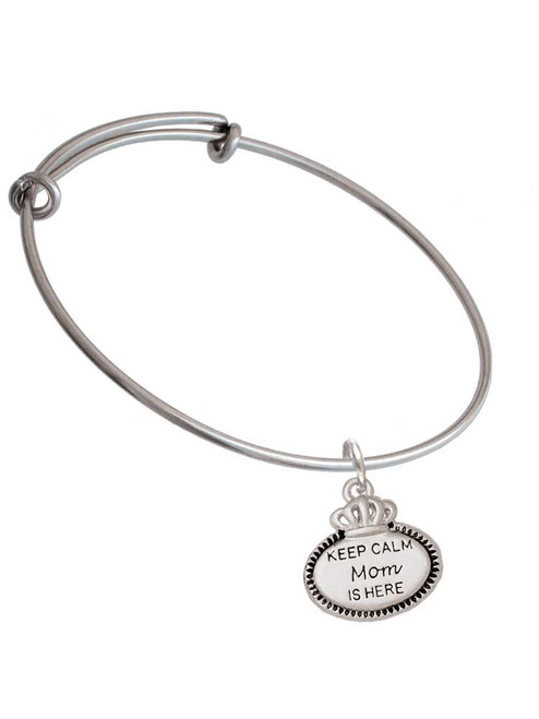 Keep Calm Mom is Here Charm Bangle Bracelet