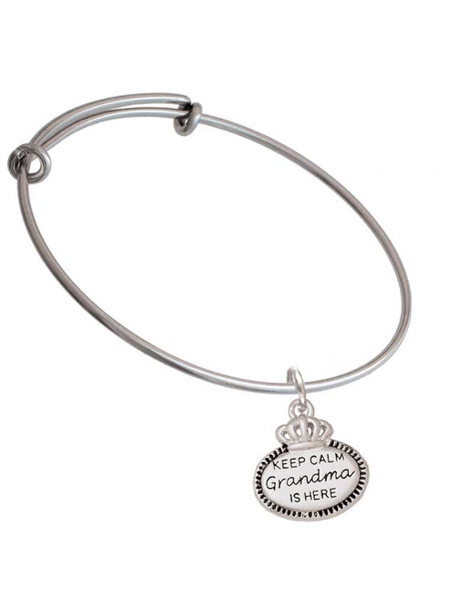 Keep Calm Grandma is Here Charm Bangle Bracelet