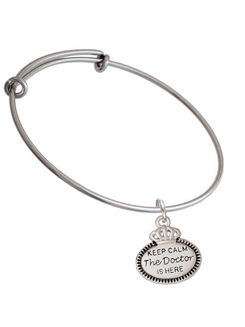 Keep Calm The Doctor is Here Charm Bangle Bracelet