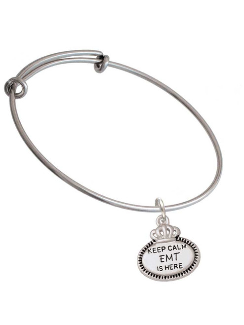 Keep Calm EMT is Here Charm Bangle Bracelet