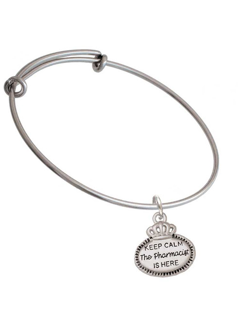 Keep Calm The Pharmacist is Here Charm Bangle Bracelet