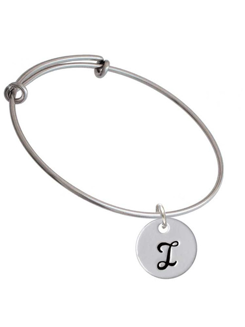 Large Script Letter - I - 3/4'' Disc - Charm Bangle Bracelet
